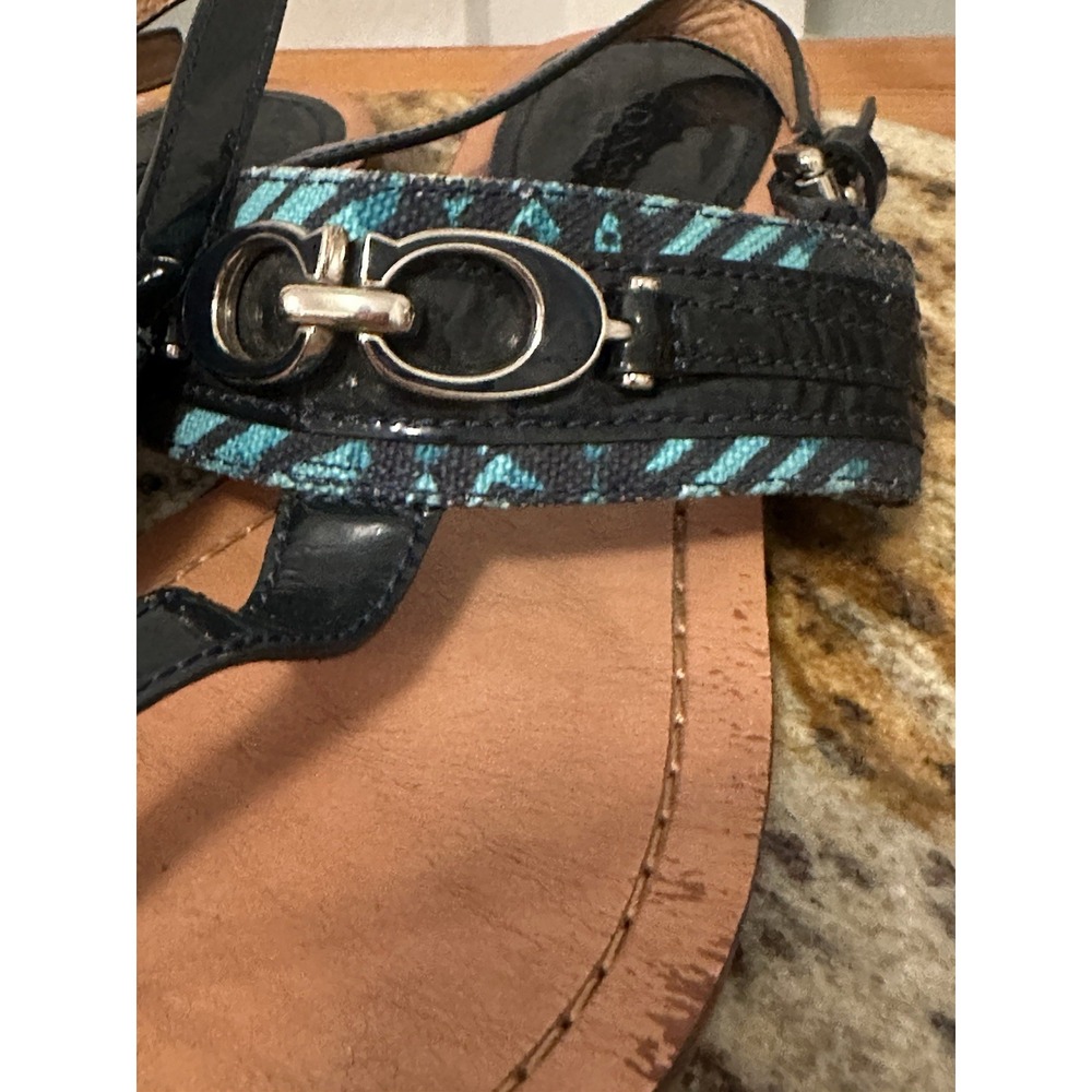 Coach Sammy Thong/flip Flop Sandals 8.5 Blue Pattern Summer Chic - Picture 4 of 13